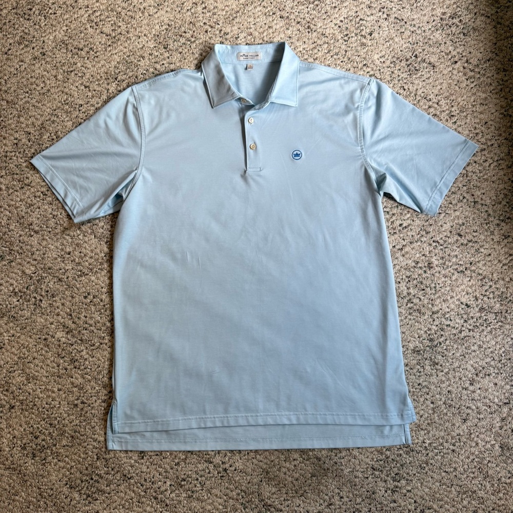 Peter Millar Summer Comfort Performance Golf Polo Mens L Sky Blue